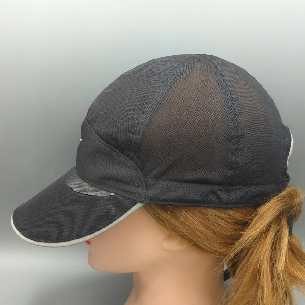 Vintage Nike Tailwind 7 Panel Hat Cap Black Mesh Running Mini White Swoosh Y2K